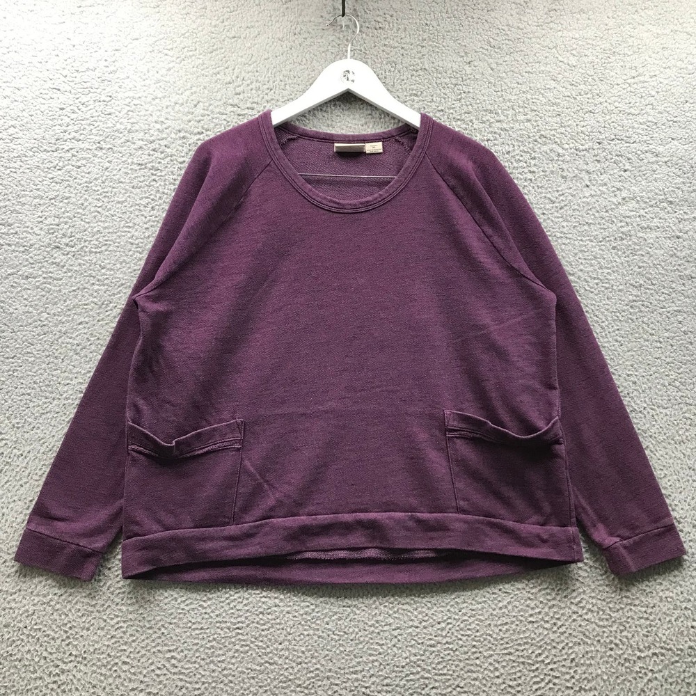Field & Stream Sweatshirt Women's XL Crew Neck Raglan Knitted Pocket Purple